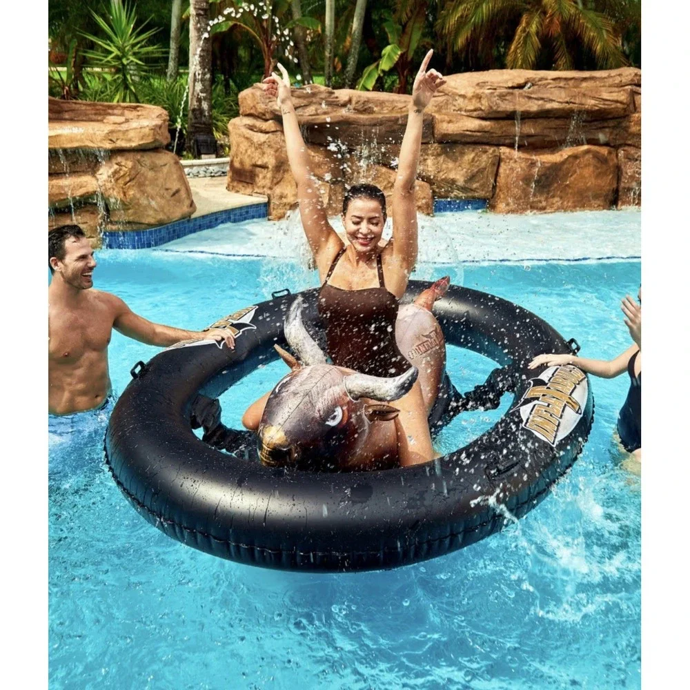 Inflatable Bull Pool Toy Adult Play Large Bull Ride Party MSRP 110 - Picture 1 of 8